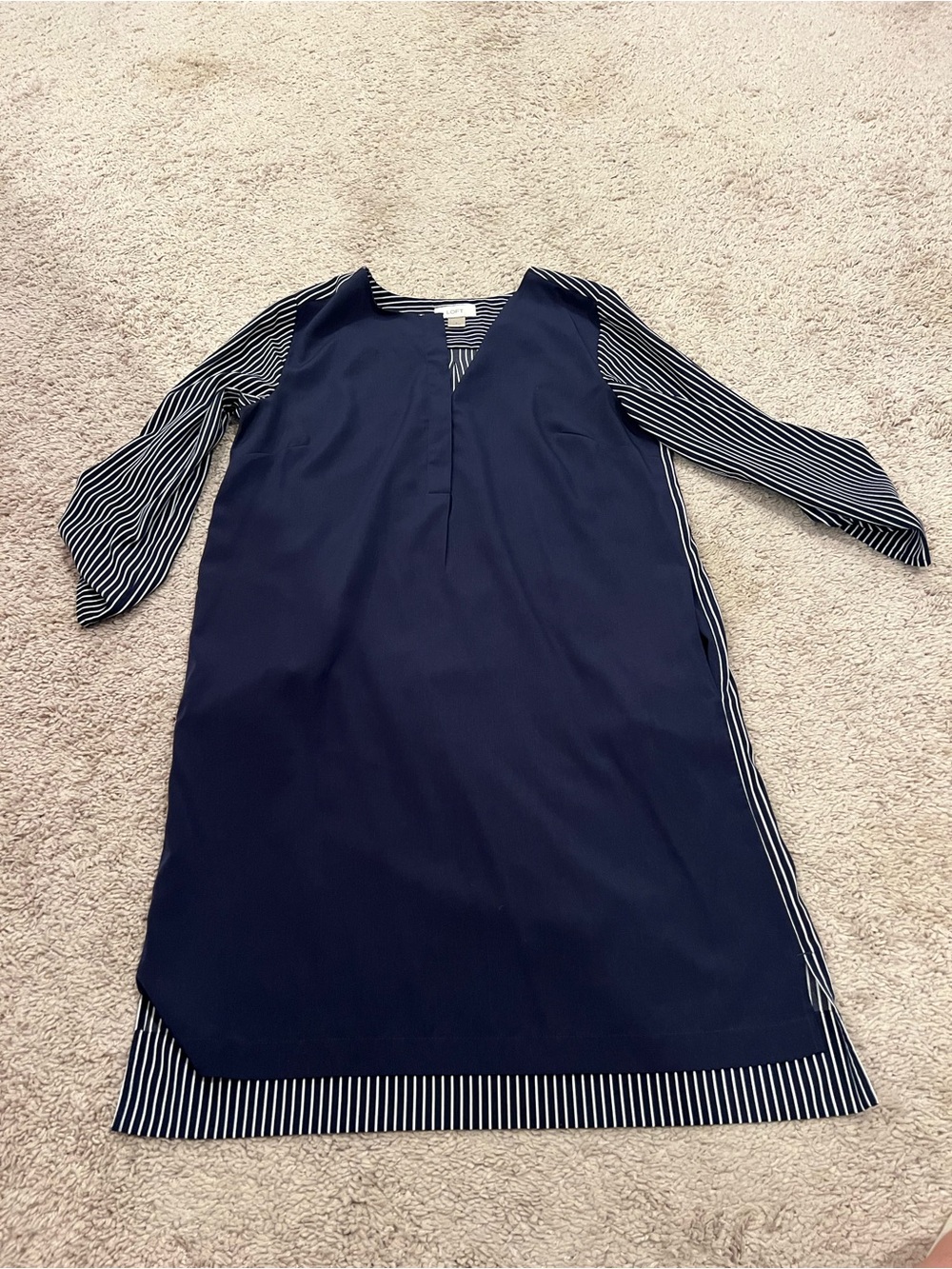 LOFT Size Small Navy Blue Striped Women's Dress